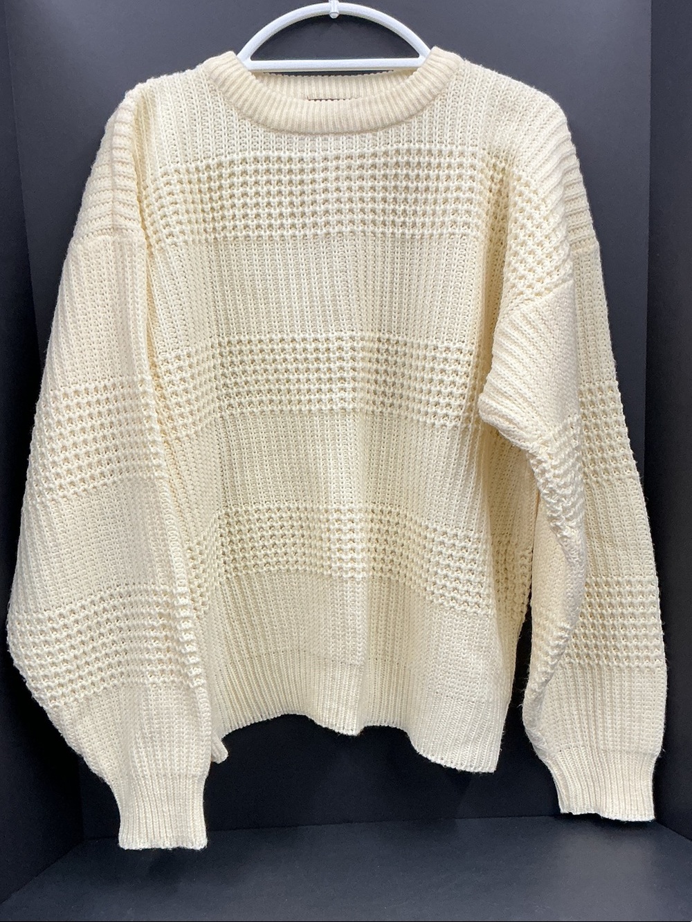 Vintage Cream Colored Crewneck Chunky Knit Sweater